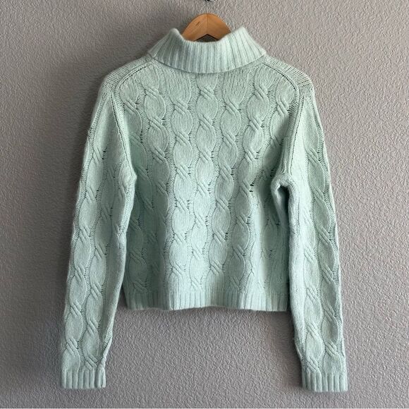 Alexandra Bartlett Wool Sweater Crop Turtle Neck Soft Sky Blue Long Sleeve Sz XL - Picture 4 of 6